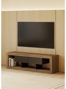 Comodă TV negru-maro cu aspect de lemn de nuc 175x52 cm Nara – TemaHome
