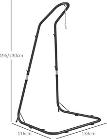 Outsunny Suport pentru fotoliu suspendat Cadru pentru fotoliu suspendat Suport pentru fotoliu suspendat, 133 cm x 116 cm x 195/230 cm, Negru | Aosom Romania