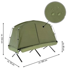 Cort portabil cu pat, structură oțel, verde, anti-insecte, 1