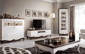 Bufet lemn masiv nuc Milan II Alb-, 164,2 × 46,5 × 123 cm