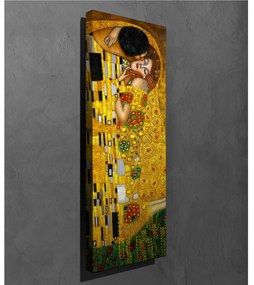 Tablou decorativ Wallxpert 265VGA1110, Sarutul de Gustav Klimt, 30x80 cm, auriu