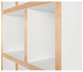 Bibliotecă TemaHome Berlin 570, decor lemn, detalii albe