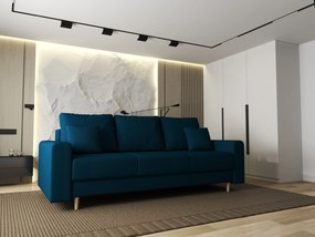 Canapea extensibilă dumonde cu ladă de depozitare si sezut confortabil din spuma high-density, Kronos Enjoy Petrol 210x100 cm