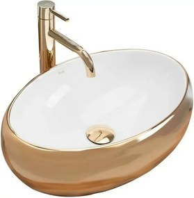 Lavoar alb/auriu pe blat Rea Linda Gold White 48,3 cm