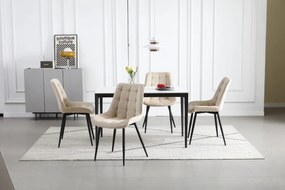 OFERTA Scaun de catifea bej BERA cu picioare negre II. calitate