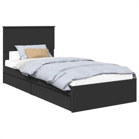 vidaXL Pat cu storage cu headboard Negru 100 x 200 cm Lemn compozit
