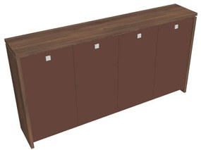 Dulap mediu pentru haine Verno 248 x 46 x 130 cm, uși de sticlă, nuc / maro