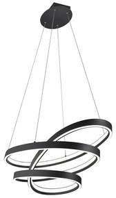 Lustră neagră LED cu control vocal/cu control prin aplicații mobile cu abajur din metal Ciola – CINQUE