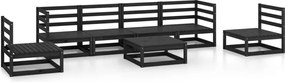vidaXL Set mobilier de grădină, 7 piese, negru, lemn masiv de pin