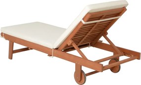 Șezlong de grădină crem/în culoare naturală din lemn masiv San Diego – Garden Pleasure