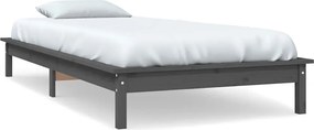 vidaXL Cadru de pat, gri, 90x200 cm, lemn masiv de pin