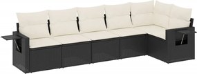 vidaXL Set mobilier de grădină cu perne, 6 piese, negru, poliratan