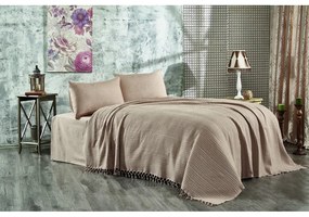 Cuvertură maro din bumbac pentru pat dublu 220x240 cm Lotus – Mijolnir