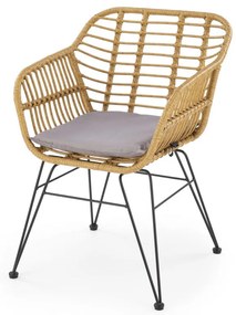 Scaun rattan K541 natur/gri