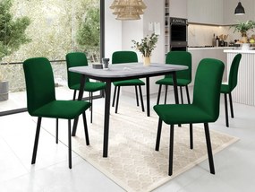 Masă sufragerie extensibilă 130 cm Grospan S 130x80 (Gri Marmură + Negru) (pentru 4-6 persoane). 1105348