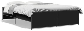 3279892 vidaXL Cadru de pat, negru, 120x200 cm, lemn prelucrat și metal