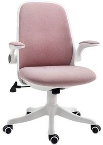 Vinsetto Scaun de Birou Balansoar cu Înălțime Reglabilă din Țesătură Efect Catifea, 62,5x60x94-104 cm, Roz | Aosom Romania