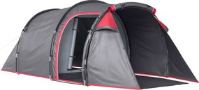 Outsunny Cort pentru Camping 2 Locuri cu Vestibul Mare, Cort Impermeabil Usi cu Fermoar, 426x206x154cm Gri | Aosom Romania