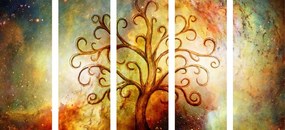 Tablou 5-piese copacul vieții cu abstracție de univers