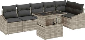 vidaXL Set de canapele pentru grădină 7 pcs Gri deschis poliratan