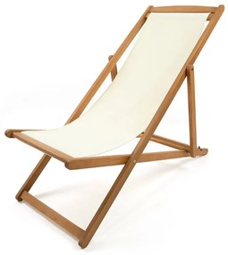 Șezlong de grădină pliabil din lemn de acacia Bonami Essentials Deck, bej