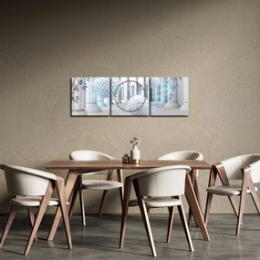 Tablou abstract în stil antic (cu ceas) (90x30 cm)
