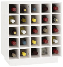 Dulap de vinuri, alb, 55,5x34x61 cm, lemn masiv de pin Alb, 1