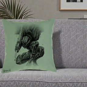 Perna Personalizata Berserk Guts Armor of Darkness Manga, 40x40 cm, Verde, Husa Detasabila, Perna Inclusa, BEKZ®