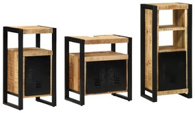 vidaXL Set de mobilier pentru baie 3 pcs Maro Lemn de mango solid
