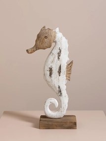 Decorațiune căluț de mare din lemn de paulownia, H44 cm