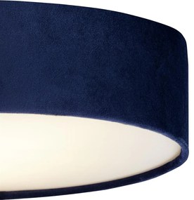 Plafoniera moderna cu abajur din catifea albastra Drum 3L, 50cm