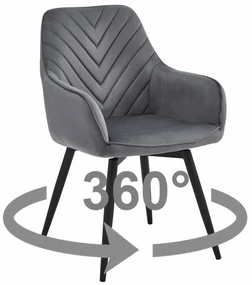 Scaun de masa rotativ NANA360 VELVET, gri inchis