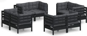 vidaXL Set mobilier de grădină cu perne, 8 piese, antracit, lemn pin