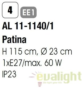 Stalp exterior stil clasic IP23 H115cm Aiko AL 11-1140/1 Patina OR