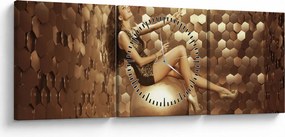 Tablou - Femeia în încăperea de aur (cu ceas) (90x30 cm)