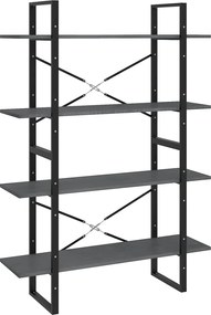 vidaXL Bibliotecă cu 4 rafturi, gri, 100x30x140 cm, lemn masiv de pin