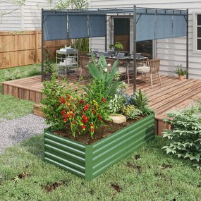 Outsunny Grădină elevate patrulater legume pat jardiniere cu tuburi de armare din oțel galvanizat 180 x 90 x 59 cm | Aosom Romania