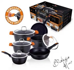 Set oale si tigai marmorate (10 piese) din aluminiu turnat Granit Diamond Line Berlinger Haus BH 1111N