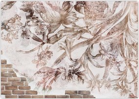 Tablou - Frescă florală pe un perete de cărămidă (70x50 cm)