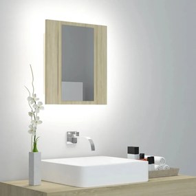 804951 vidaXL Dulap de baie cu oglindă și LED, stejar Sonoma, 40x12x45 acril