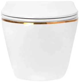 Vas WC suspendabil Rea Carlo Mini Tornado NFQ alb auriu