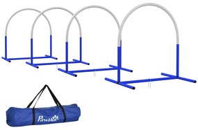 Set de Agilitate PawHut pentru Câini, Antrenament Câini, 4 Arcuri, pentru începători, cu geantă de transport, albastru+alb, 88 x 64 x 95 cm | Aosom Romania