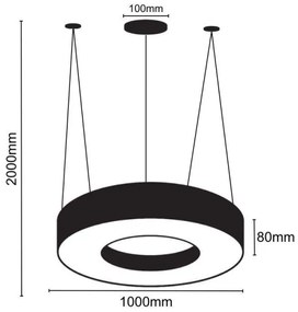 Lustră LED pe cablu LED/50W/230V 4000K d. 100 cm negru