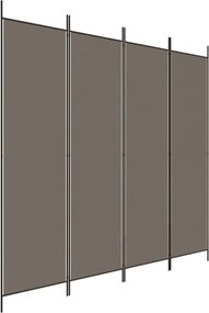 vidaXL Paravan de cameră cu 4 panouri, antracit, 200x220 cm, textil