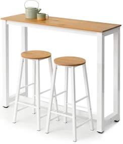 Set masă scaune pentru sufragerie Remma (stejar + alb) (pentru 2 persoane). Promo -11%. 1111873