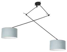 Lampă suspendată neagră cu abajur 35 cm albastru deschis reglabil cu 2 lumini - Blitz