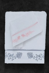 Set cadou prosoape și prosoape de corp DIARA, 3 buc Alb-broderie gri  / Grey embroidery