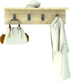 Cuier cu 4 agatatori si polita, Anatolya Homs,  60 x 16 x 15 cm, stejar