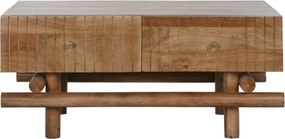 Măsuță de cafea dreptunghiulară din lemn de mango, natur, cu 2 sertare, finisaj satinat, 45 x 100 x 60 cm, „Tavira” – Ethnic Collections