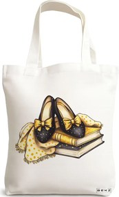 Sacosa de Panza pentru Cumparaturi, Geanta Tote, model Books 23 38 x 34.5 cm, Alba, BEKZ®